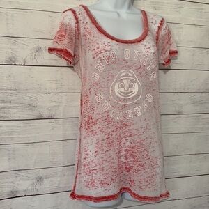 OSU Ohio State Buckeyes Red/White Burn-Out Tee